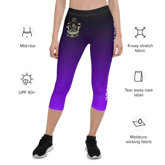 Black Flag Cornhole Capri Leggings - Black / Purple