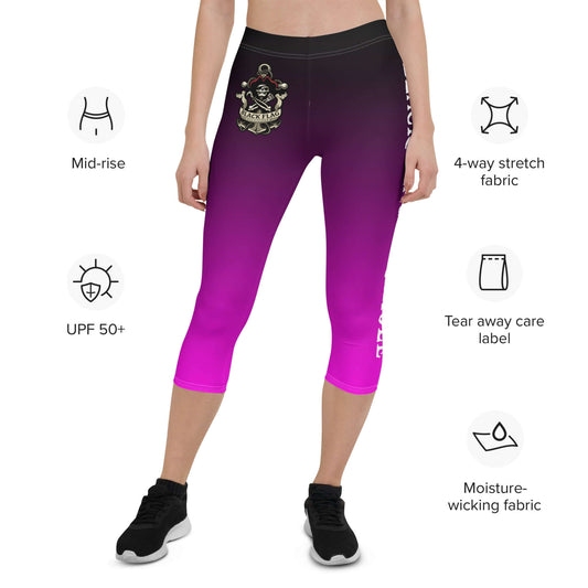 Black Flag Cornhole Capri Leggings - Black / Pink