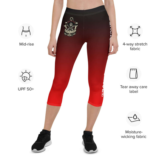 Black Flag Cornhole Capri Leggings - Black / Red