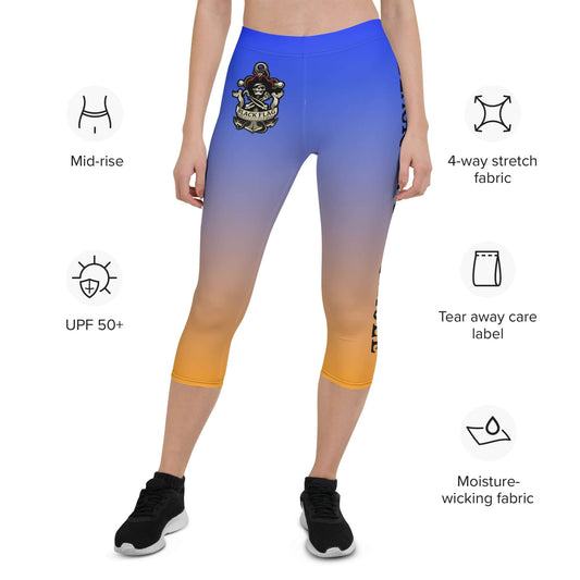 Black Flag Cornhole Capri Leggings - Blue / Orange