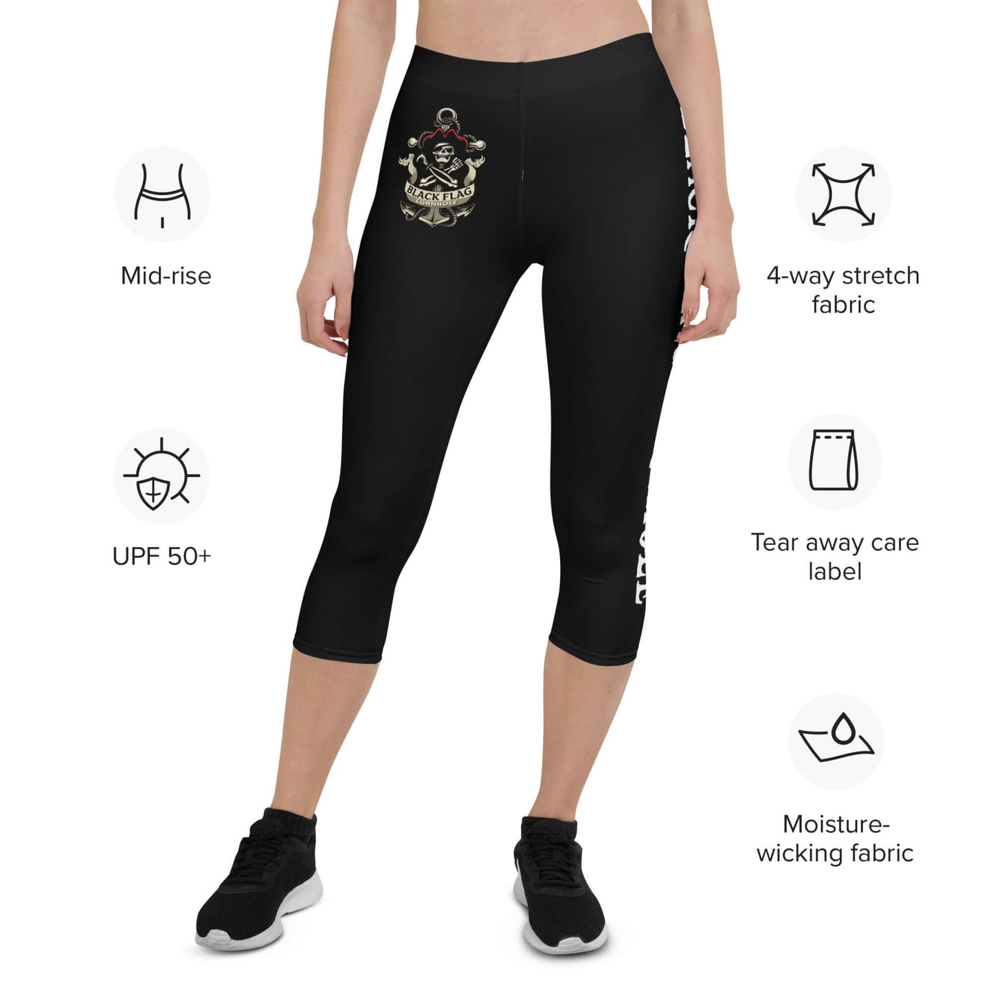 Black Flag Cornhole Capri Leggings - Black