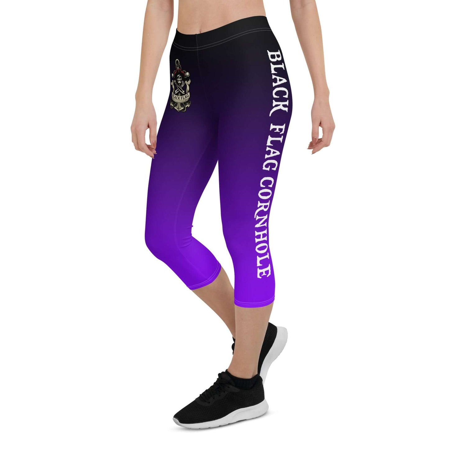 Black Flag Cornhole Capri Leggings - Black / Purple