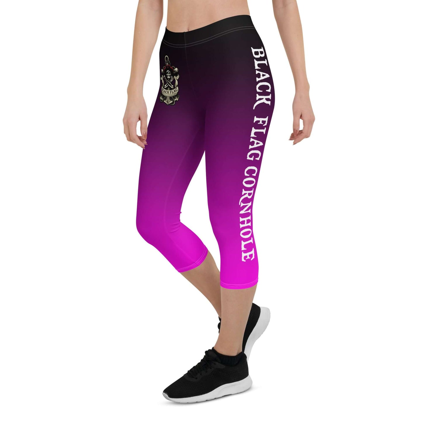 Black Flag Cornhole Capri Leggings - Black / Pink