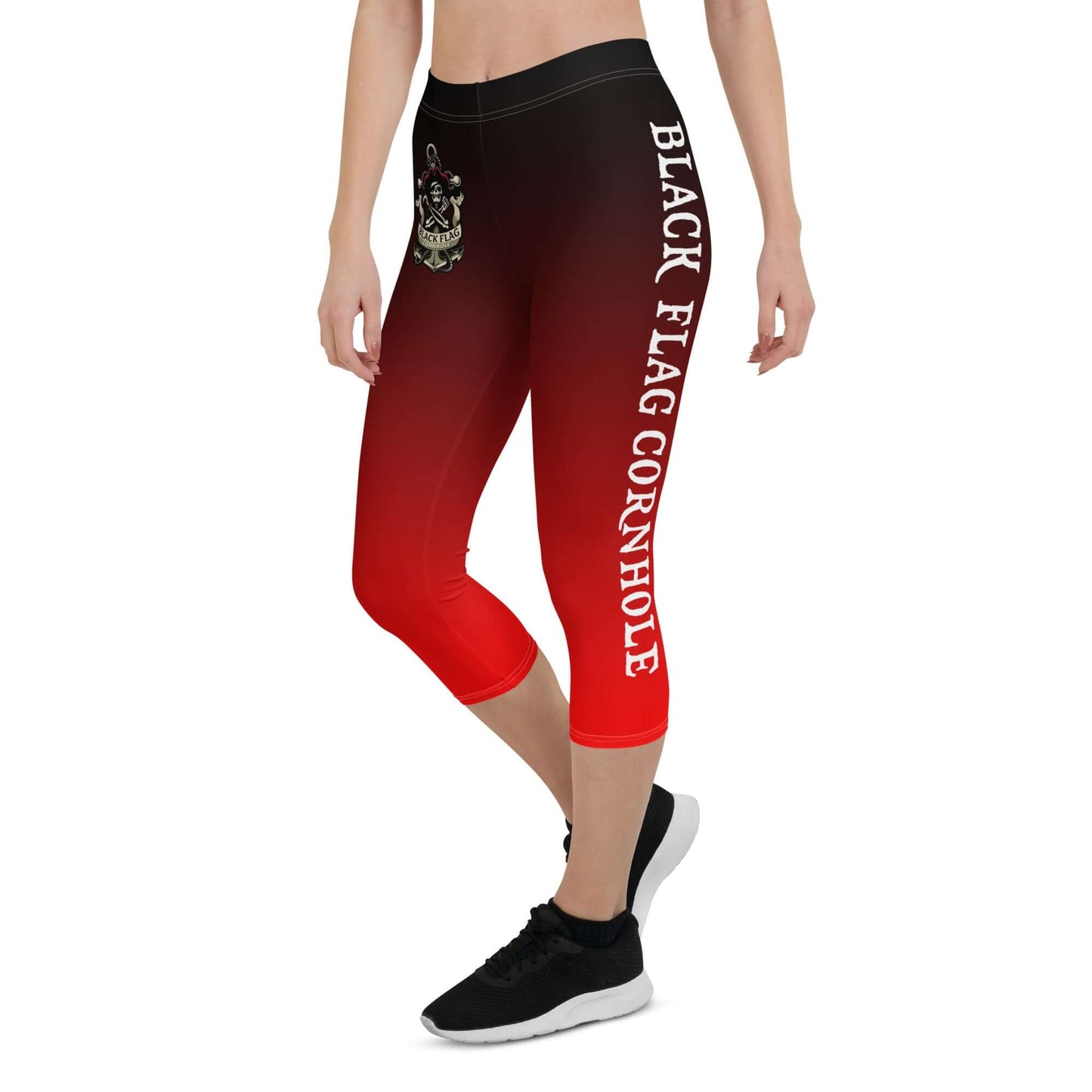 Black Flag Cornhole Capri Leggings - Black / Red