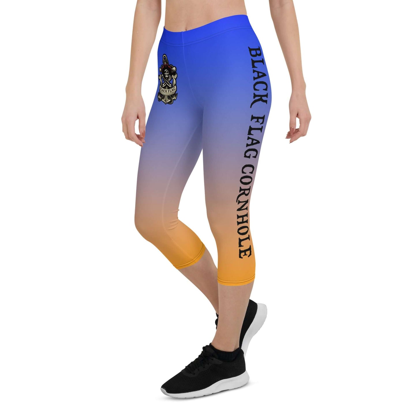 Black Flag Cornhole Capri Leggings - Blue / Orange