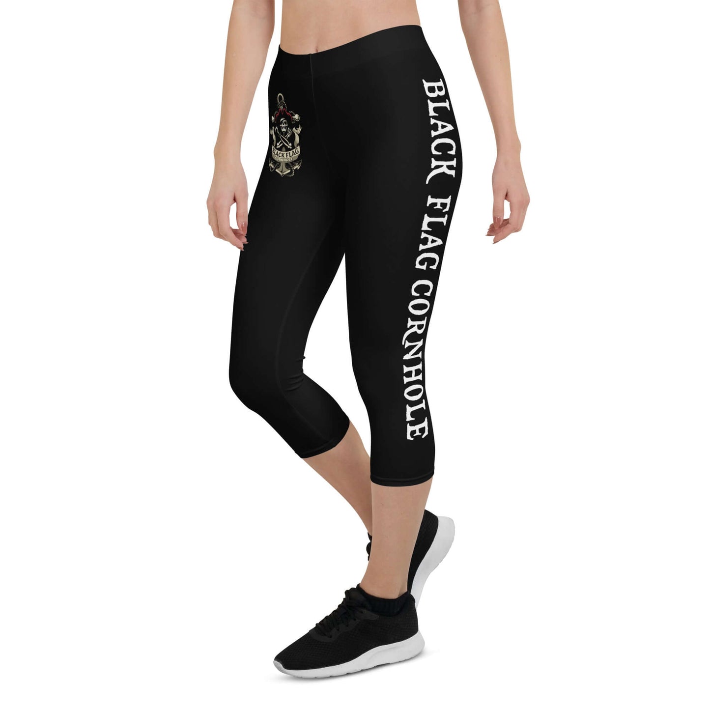 Black Flag Cornhole Capri Leggings - Black