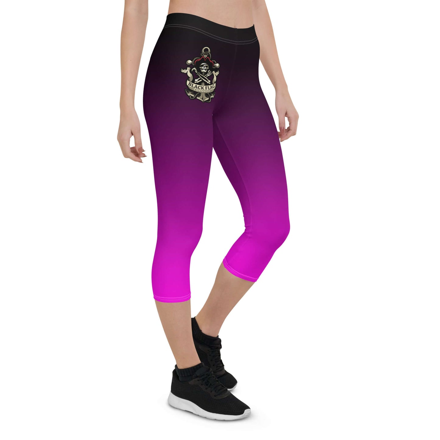 Black Flag Cornhole Capri Leggings - Black / Pink