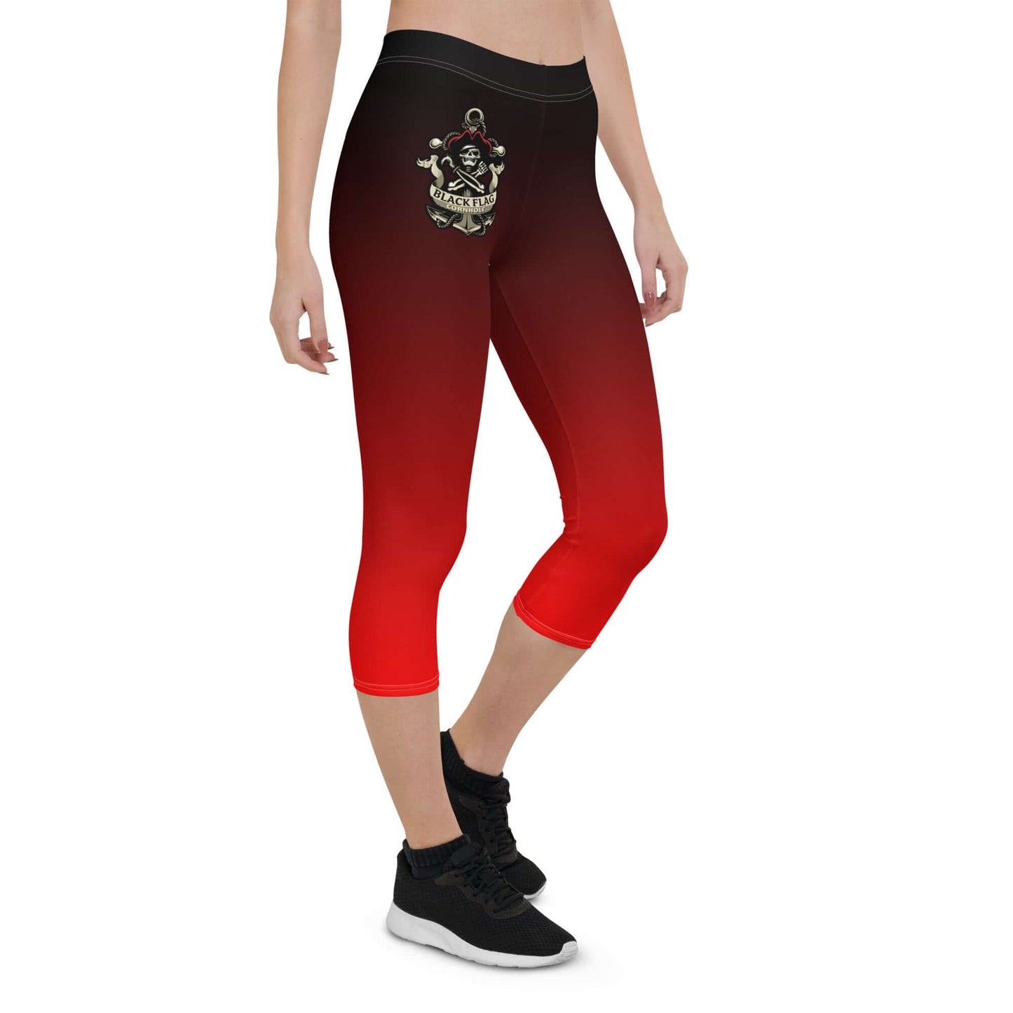 Black Flag Cornhole Capri Leggings - Black / Red