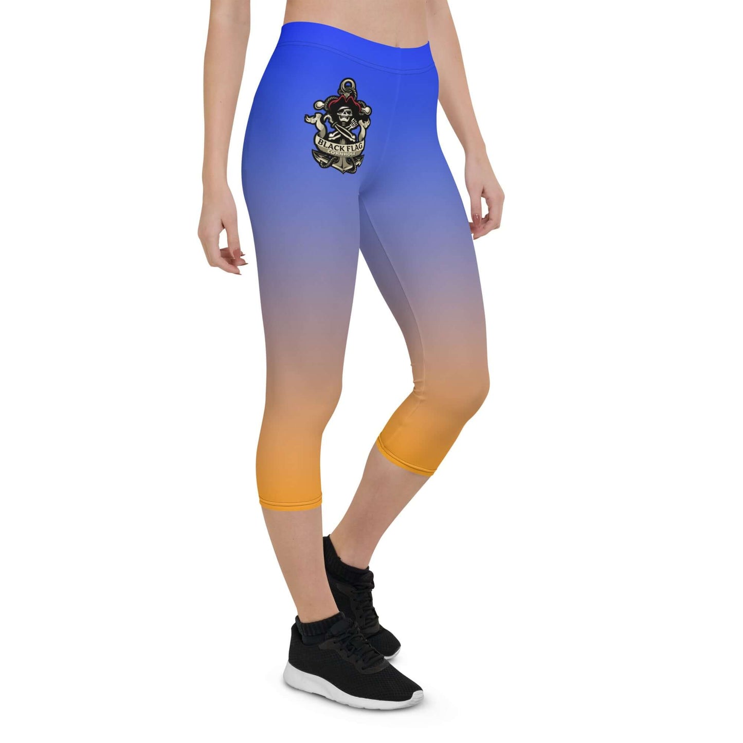 Black Flag Cornhole Capri Leggings - Blue / Orange