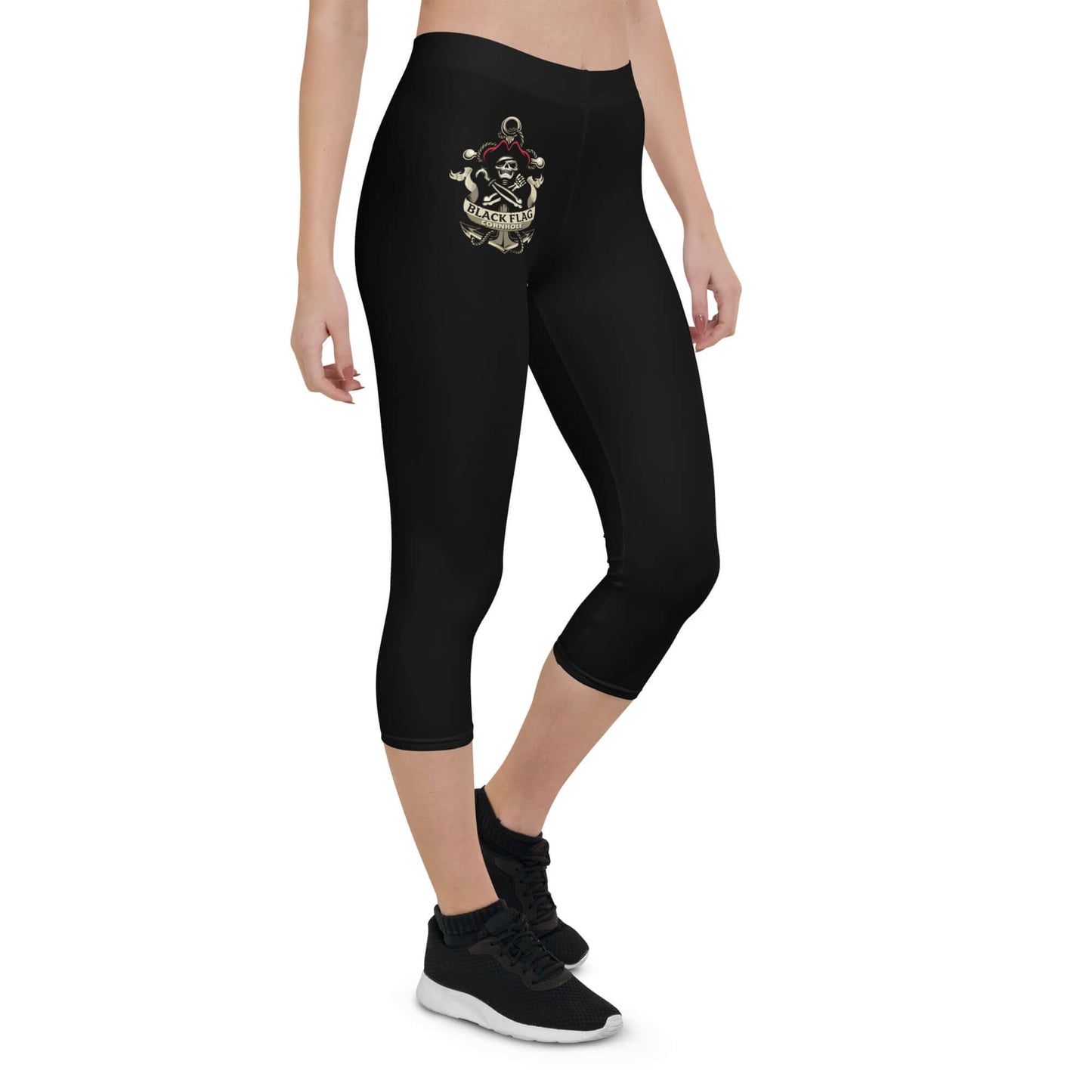 Black Flag Cornhole Capri Leggings - Black