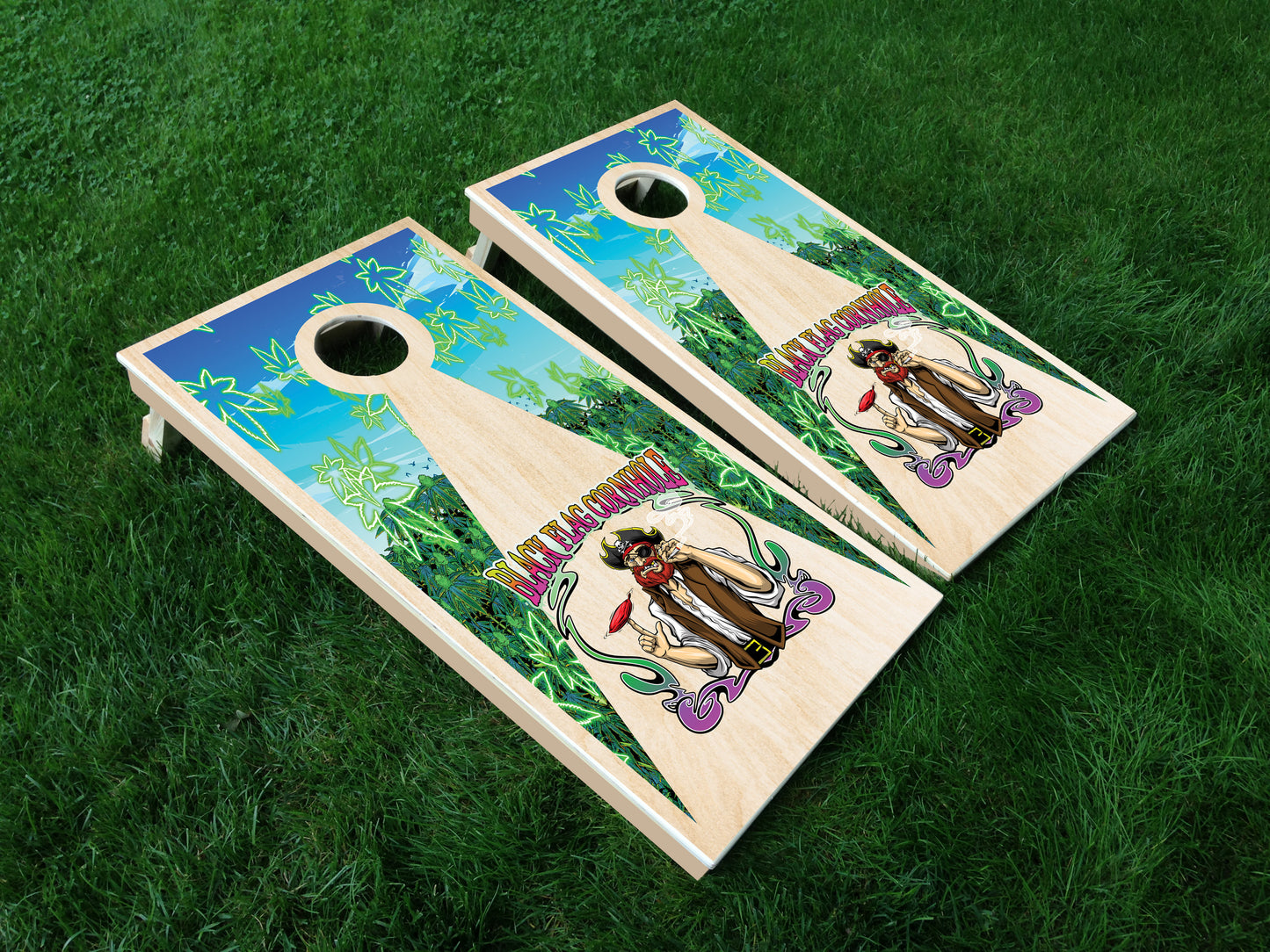 Black Flag Cornhole Smoking Pirate Cornhole Boards