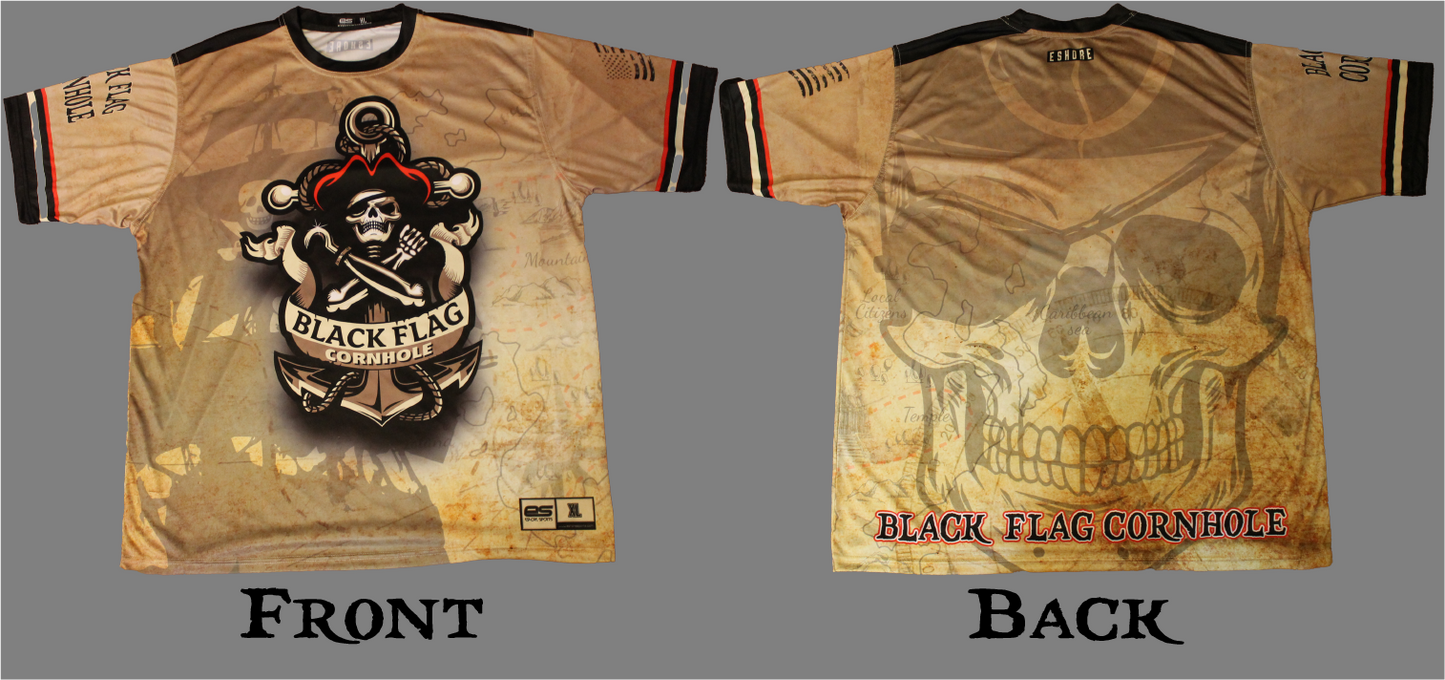 Black Flag Cornhole Treasure Map Jersey - Ready to Ship