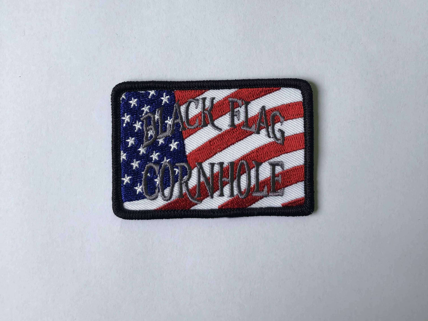 Black Flag Cornhole Text Flag Patch