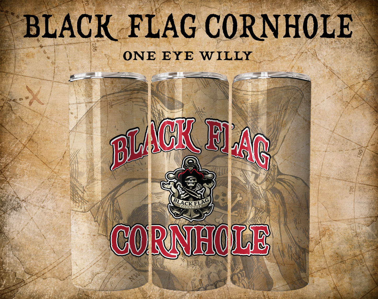 Black Flag Cornhole Tumbler - One eye Willy